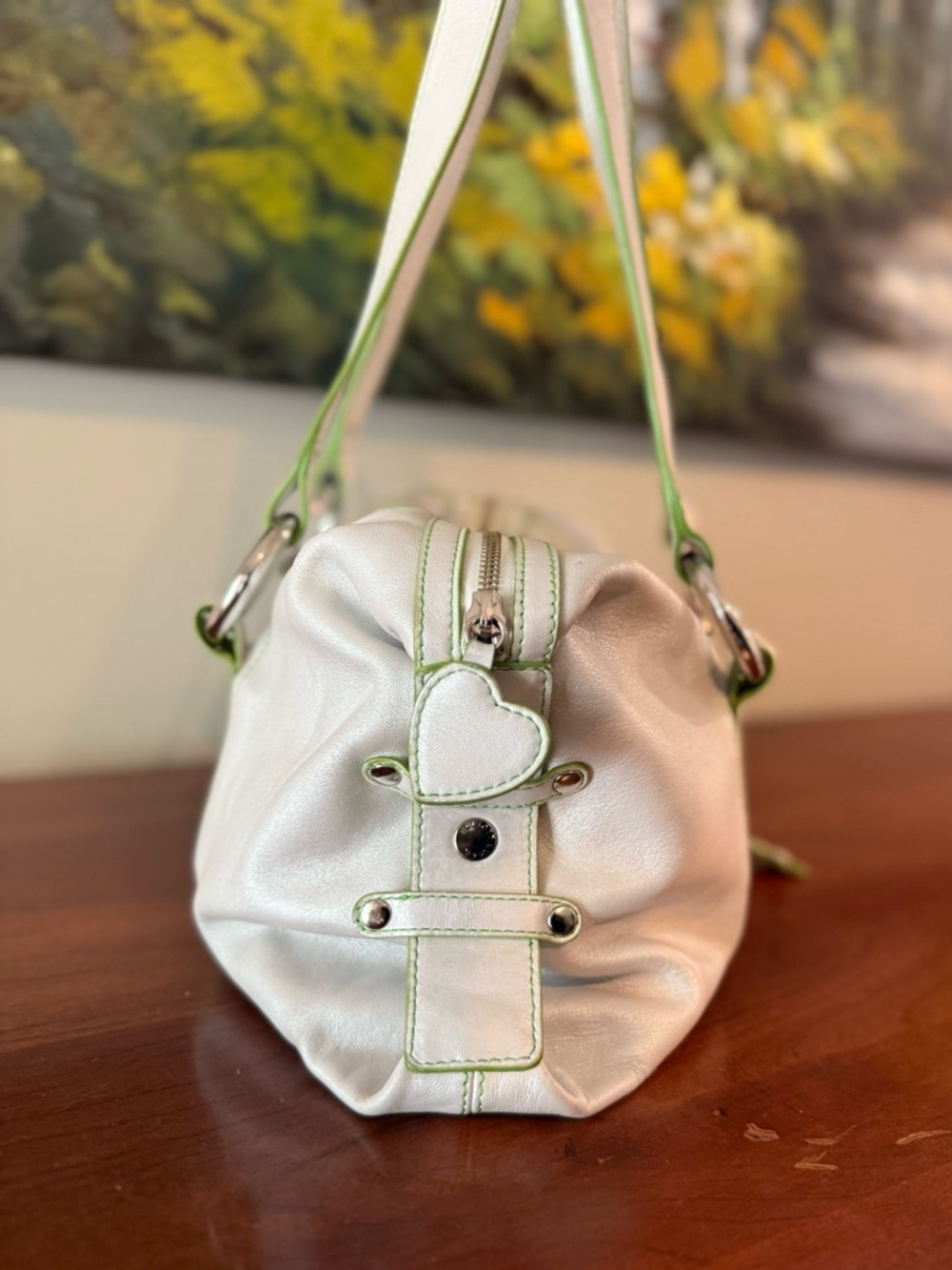 Elliott Lucca Pearly White Leather Shoulder Bag | Y2K Charm Bag Spring Summer 🤍 - Picture 5 of 16
